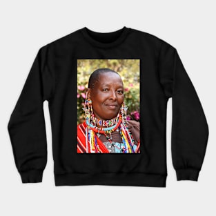 Portrait of a Maasai (or Masai) Woman, East Africa Crewneck Sweatshirt